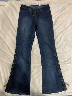 Mudd Dark Blue Lace-Up Flare Jeans